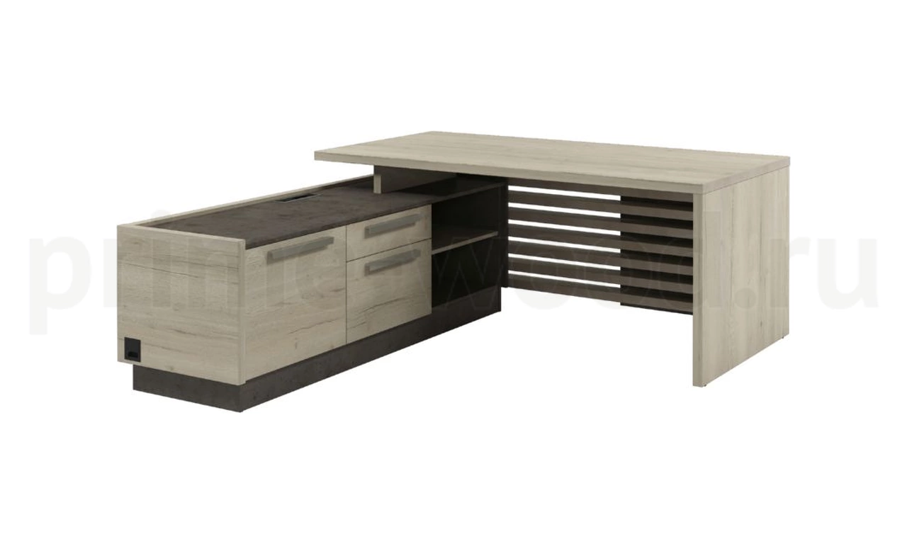 Стол с опорной тумбой с блоком розеток (левый) Vestar 180x203x75 - фото 0