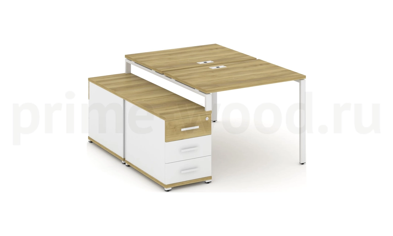 Рабочая станция на 2 места с двухсторонней опорной тумбой CN.DRS-301 B/W - фото 4